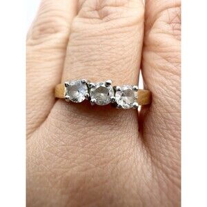 DAC 14k Gold Plated Ring Three Stone Engagement Size 8